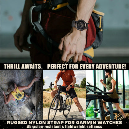 Hemsut Nylon QuickFit Watch Strap - Rugged Sporty Loop Band for Garmin Fenix, Forerunner, Instinct, Enduro & Tactix