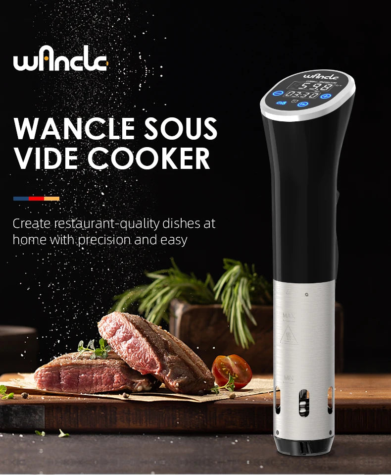 Wancle 1100W Sous Vide Cooker - LCD Touch Immersion Circulator, Accurate Cooking, IPX7 Waterproof with Digital Display