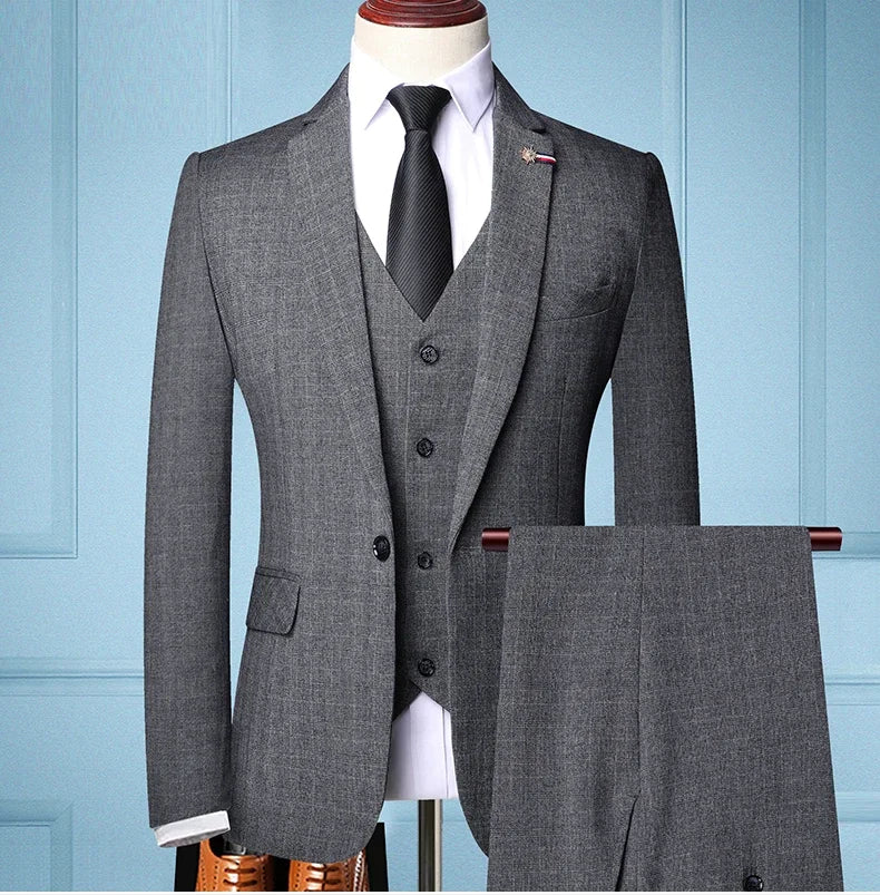 Traje de Hombre Elegante – 3-Piece Slim Fit Suit (Blazer + Vest + Pants) | Men’s Business & Wedding Suit 6XL