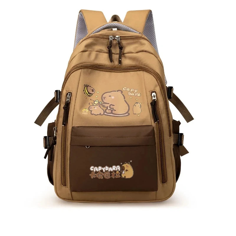 Kawaii Capybara School Backpack Set – Cute Girls Casual Daypack, Kids Bookbag & Travel School Bag Set