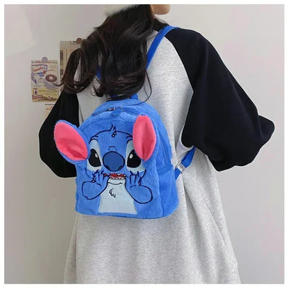 Disney Blue Stitch Plush Backpack – Large-Capacity Cartoon Bag for Kids & Kindergarten Gift