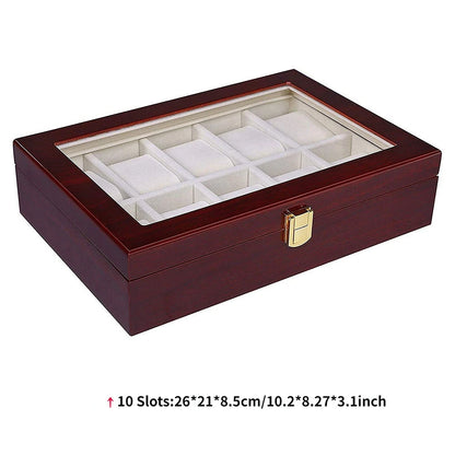 Luxury Wooden Watch Box Organizer – 1/2/3/5/6/10/12 Grid Slots Display Case for Men & Women Watches Jewelry