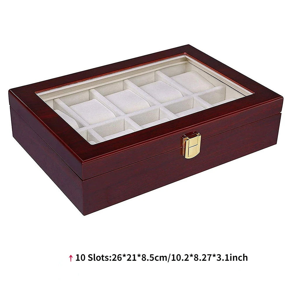 Luxury Wooden Watch Box — 1/2/3/5/6/10/12 Grid Organizer & Holder for Men’s and Women’s Watches, Jewelry Display