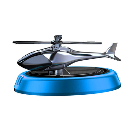 Solar-Powered Rotation Helicopter Car Air Freshener – Alloy + ABS Wooden Aromatherapy Aroma Diffuser