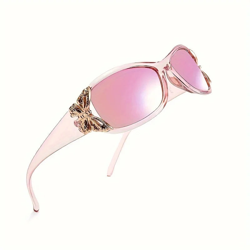 2026 Butterfly Fashion Sunglasses - Retro Wraparound Composite Frame Shades for Women Driving Beach and Party Style
