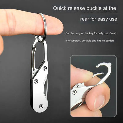Stainless Steel Mini Folding Knife Keychain – Portable EDC Pocket Multitool for Camping & Outdoor Use