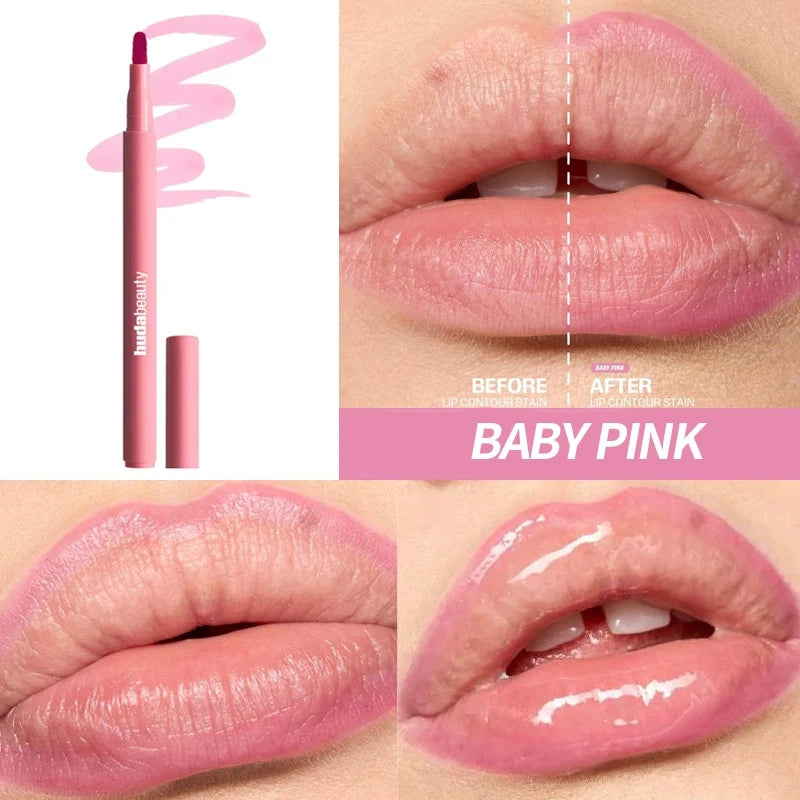 Velvet Brown Lip Liner - Nude Matte Waterproof Cherry Red Lip Contour Pencil for Women