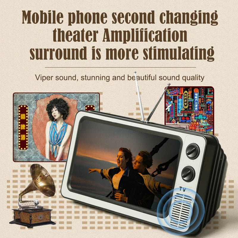 12 Inch Phone Screen Magnifier Stand - Enlarged Expand Holder HD Video Amplifier, Eyes Protection Retro TV Box for iPhone