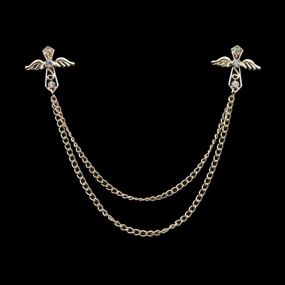Fashion Gentleman Tassel Brooch – Men’s Suit & Shirt Lapel Pin with Chain, Pearl & Star for Wedding or Party