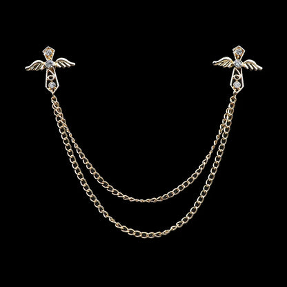 Fashion Gentleman Tassel Brooch – Men’s Suit & Shirt Lapel Pin with Chain, Pearl & Star for Wedding or Party