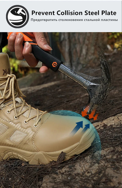 Outdoor Waterproof Safety Shoes – Steel Toe Cap Men's Work Boots, Anti-Smashing, Size 47