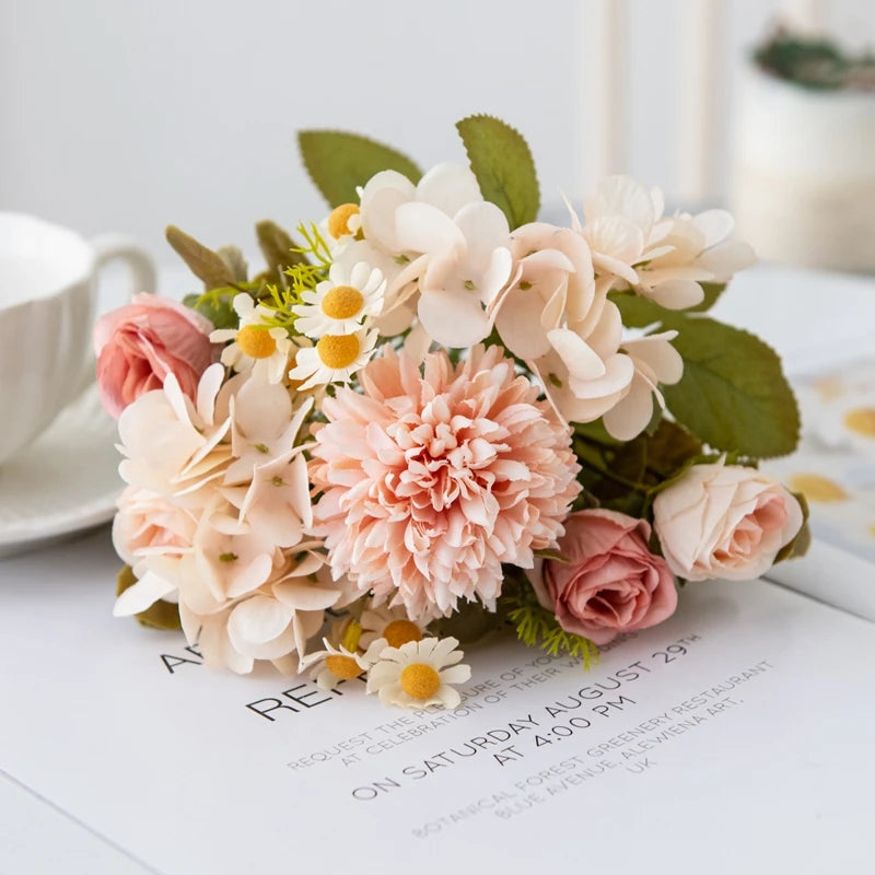 7-Piece Chamomile Faux Flower Arrangement — Flowerpot Ornament & Wedding Accessory