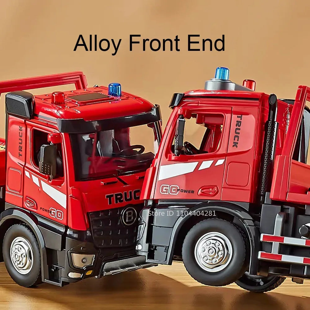 1:24 Electric Flatbed Cement Pump Truck Model — Diecast Alloy Toy with Sound & Light, Doors Open, Gift for Boys
