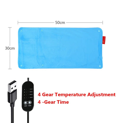 Graphene Electric Blanket & Heated Chair Cushion – USB Powered Insulation with 4-Speed Heating & Timer for Office & Car