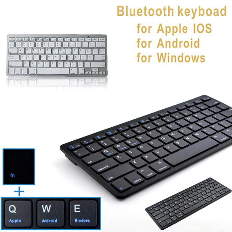 Mini Portable 78-Key Wireless Bluetooth Keyboard for PC, Tablet, iPad & Mobile Phones