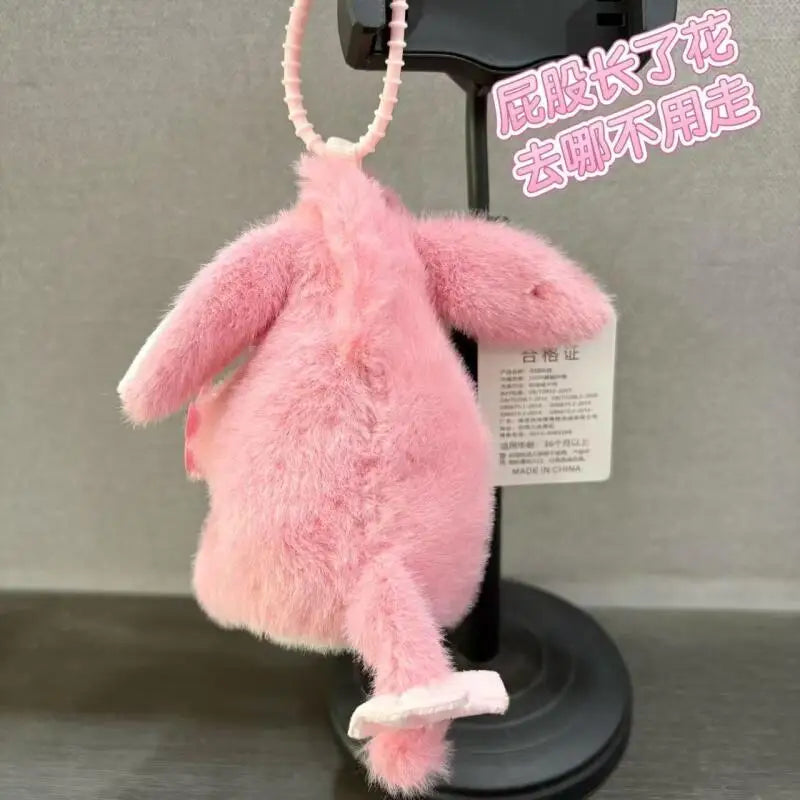 Eeyore Donkey Plush Keychain - Cute Pink Flower Kawaii Backpack Pendant & Valentine Gift for Girls