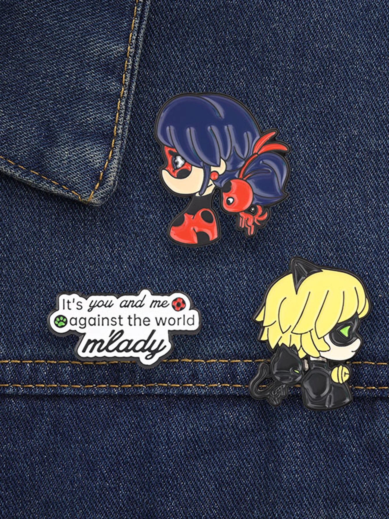 3PCS Black Cat Brooches - Cute Anime-Inspired Pins for Clothes, Backpacks & Hats, Couple Accessories