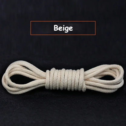 Cotton Waxed Shoe Laces - Round Leather Style Waterproof Replacement Laces for Oxford Shoes & Boots