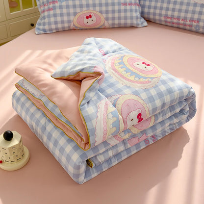 Washed Double Gauze Quilt – Lightweight Summer Comforter with Soya Fibre Filling, Soft & Breathable for Queen Size