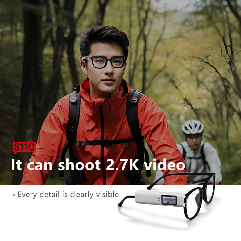 2.7K Glasses Camera – Mini Wearable Outdoor Security Sports DV DVR, WIFI Video Recorder for Driving, Hiking, and Surveillance