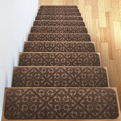 20x76cm Soft Stair Mat – Self-Adhesive Non-Slip Water Absorption Carpet Protector, Variety Pattern Rug for Stairs