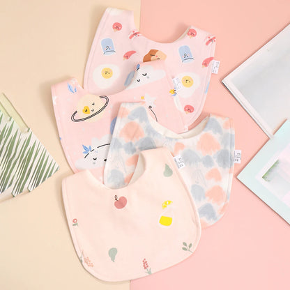 Cotton Baby Bib Set - Adjustable Soft Infant Feeding Bibs Burp Cloths Bandana Scarf for Boys & Girls