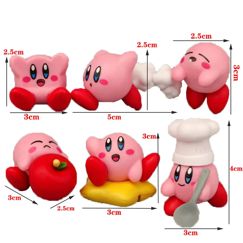 Star Kirby Action Figures — Cute PVC Toys with Cartoon Drawstring Storage Bag, Pocket-Sized Action Figures