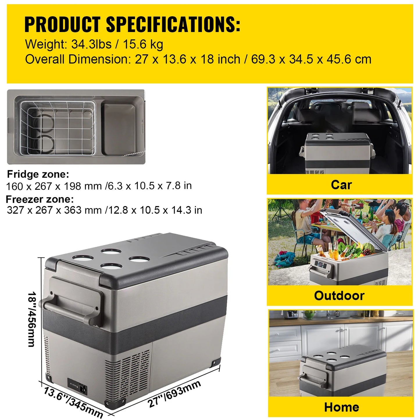 SucceBuy Portable Car Refrigerator - 20L-55L Compressor Cooler Freezer for Camping, Travel & Outdoor Use