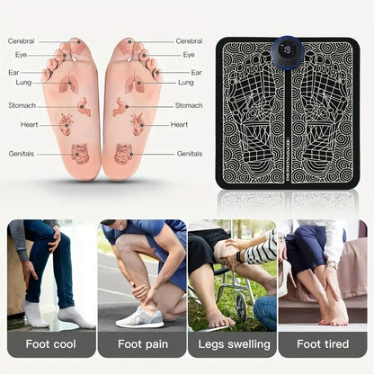 Foldable Electric EMS Foot Massager Pad with Remote Control - Muscle Stimulator and Foot Cushion for Men and Women