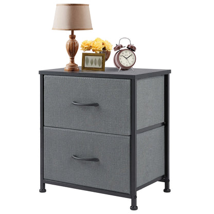 Nightstand Bedside Table – Coffee, Sofa & Tea Table with 2 Fabric Drawers for Bedroom Storage & Clothes Display