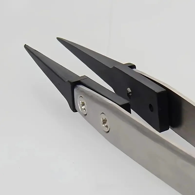 ESD Safe Precision Tweezers - Anti Static Metal Tip Tool for Electronics Repair and Jewelry Crafting
