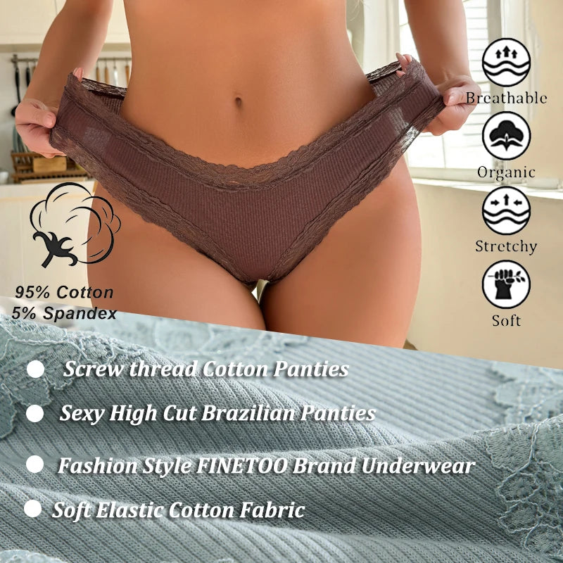 7PCS Women’s Lace Panties Set - Seamless Brazilian Low Rise G-String Cotton Lingerie Soft Underwear S-XL