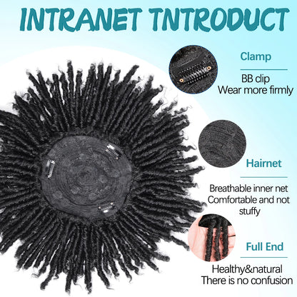Short Crochet Synthetic Wig with Clips – Afro Braided Half Dreadlock Hair Extensions for Men & Women