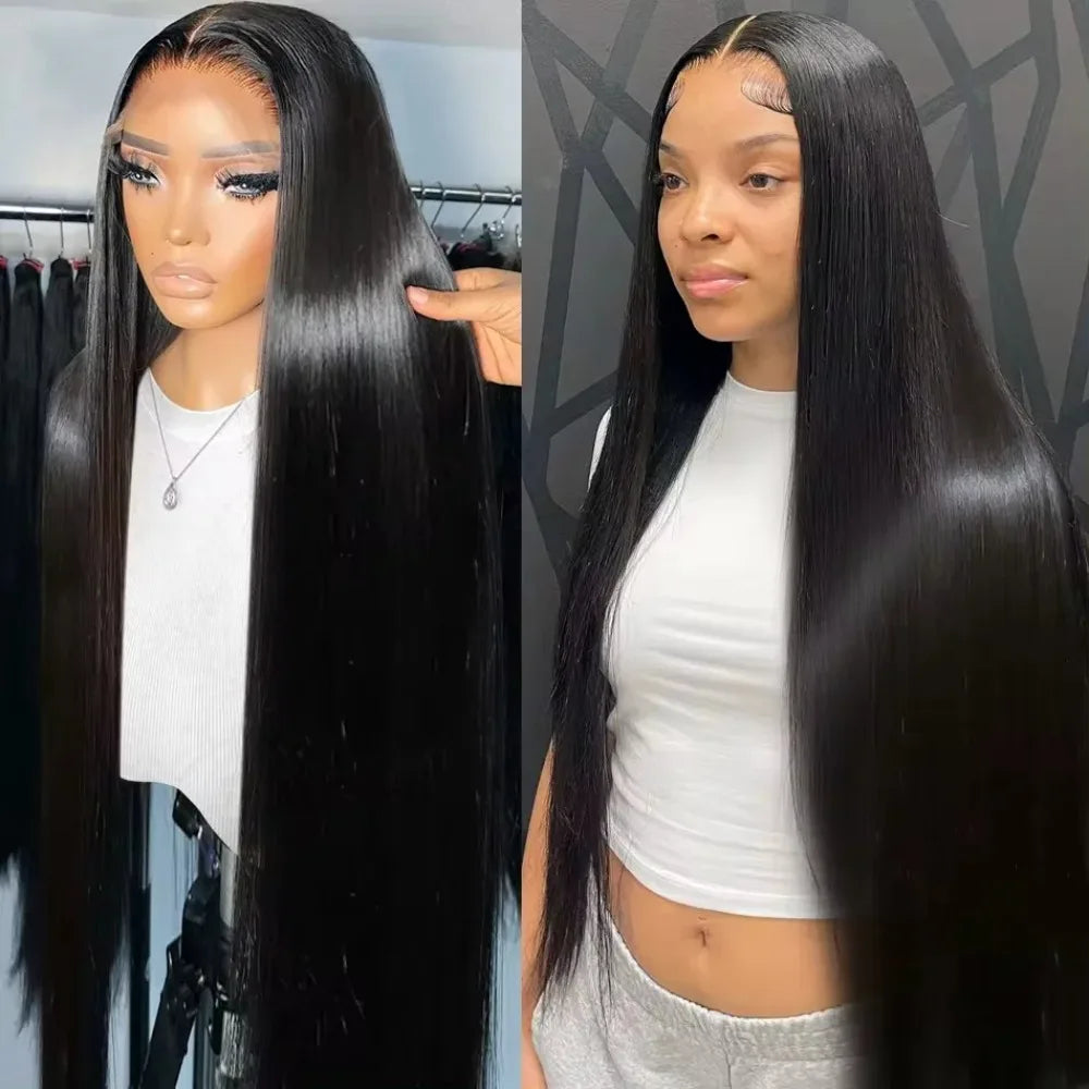 36-38 Inch HD Transparent Lace Front Wig – 13x6 & 5x5 Glueless Bone Straight Human Hair, 200 Density