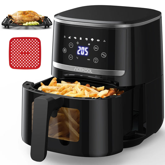 5-Quart Digital Air Fryer Toaster Oven Combo – 8 Cooking Presets, Oil-Free Cooker with Visible Window & Dishwasher Safe Basket