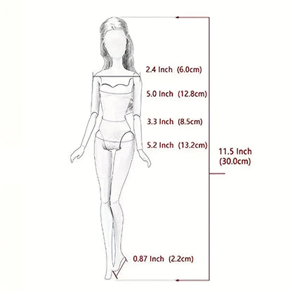 Fashion Black Dress for 11.5in/30cm 1/6 Doll – Clothes Only with Free Pair of Shoes