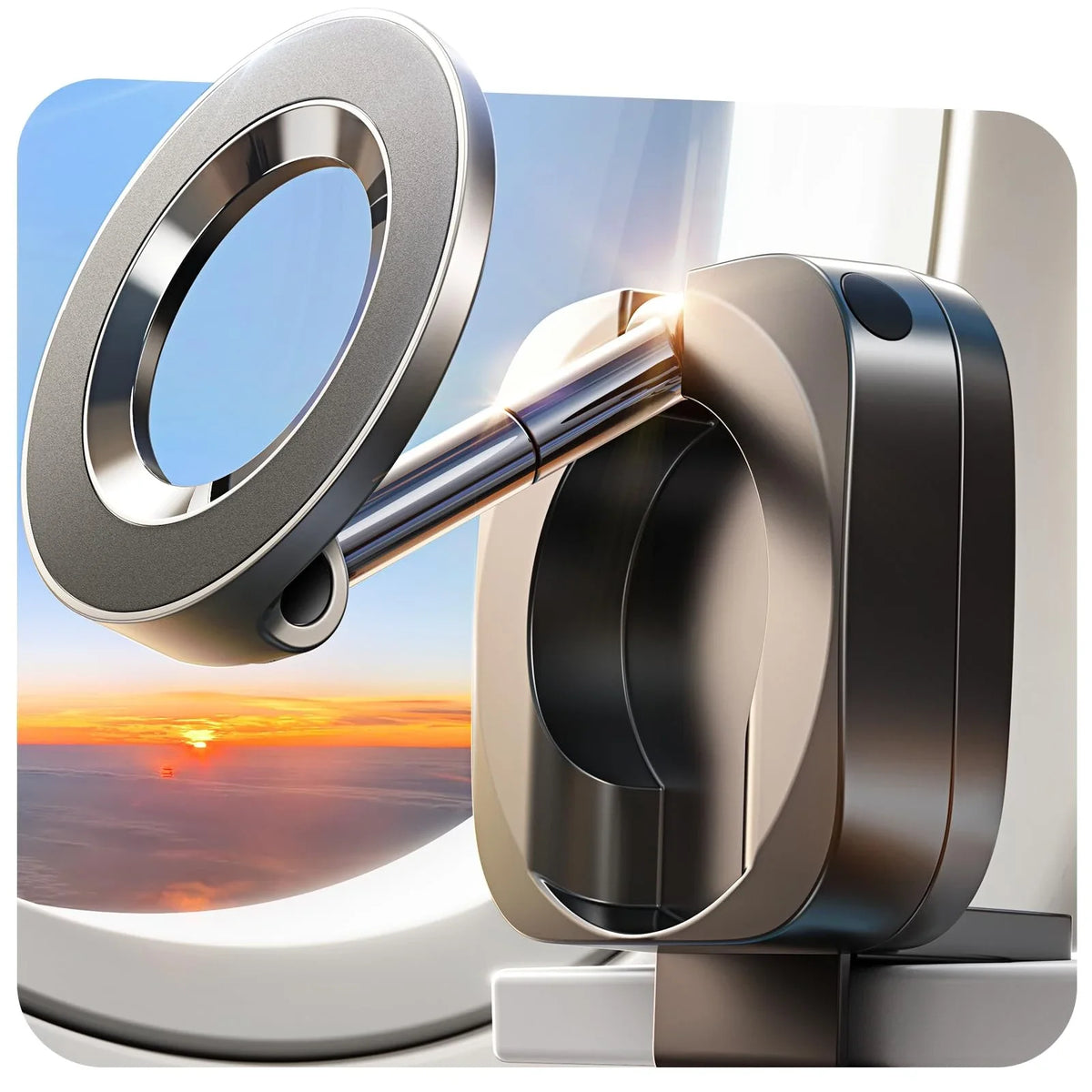 Magnetic Rear Seat Phone Holder - 360° Rotating Adjustable Travel Mount for MagSafe iPhone and Xiaomi Smartphones