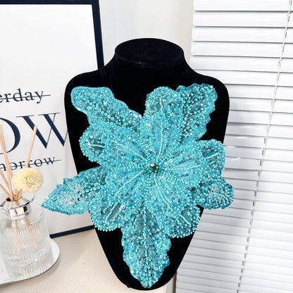 White Multi-Layer Lace Sequin 3D Flower Patch – DIY Clothing Decorative Applique