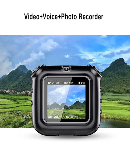 V9 Mini Clip Necklace Camera - 1080P Portable Audio Video Photo Recorder with Display Screen and Loop Recording