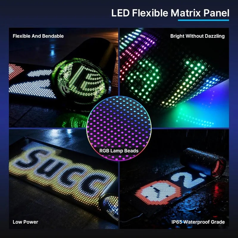 LED Scrolling Advertising Sign - Flexible Bluetooth Display with App-Controlled Text, Patterns & Animations
