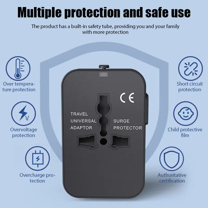Global Travel Conversion Plug – Dual USB Port EU/UK/US/AU AC Power Charger Universal Adapter Socket Converter
