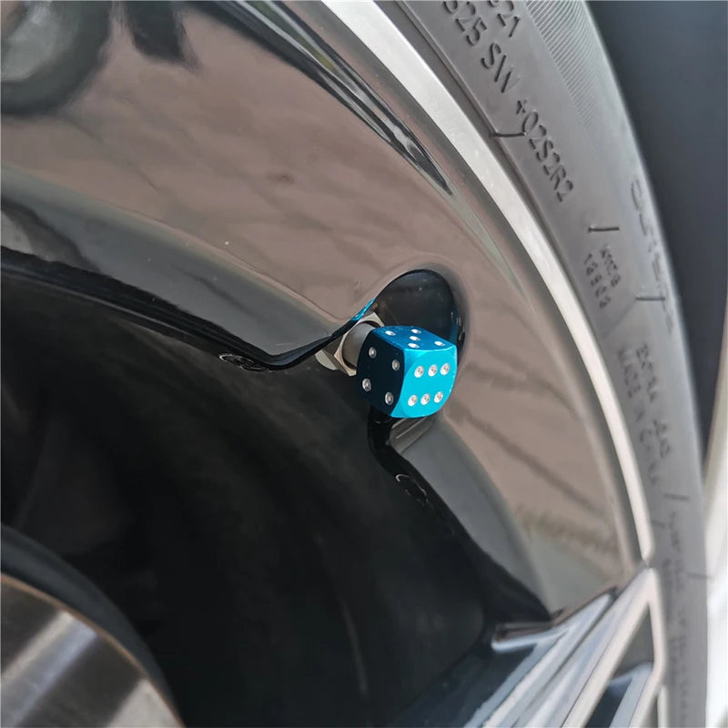 Aluminum Dice Tire Valve Caps - Dustproof Car, Truck, Motorcycle, Bike Wheel Stem Tyre Air Valve Covers