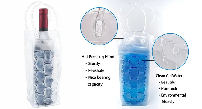 Ice Wine Bag Holder – Champagne, Beer, Whisky & Drink Cooler, Gel Cooling Chiller for Bar Accessories