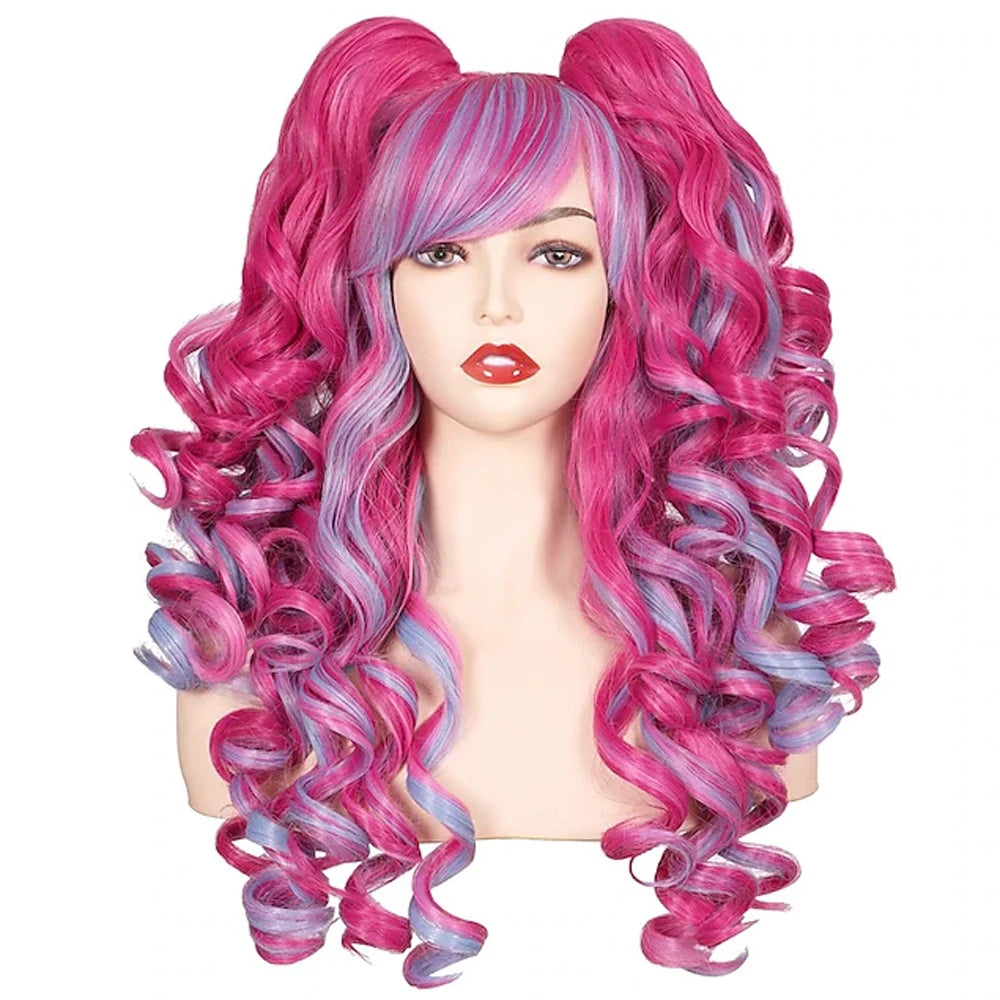 HAIRJOY Women's Long Curly Synthetic Cosplay Wig with 2 Ponytails – Halloween & Party Wig