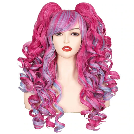 HAIRJOY Women's Long Curly Synthetic Cosplay Wig with 2 Ponytails – Halloween & Party Wig
