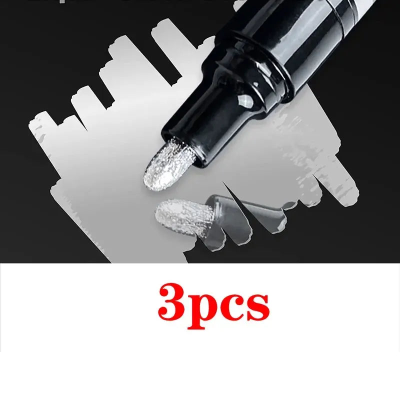 3/2/1pcs Chrome Mirror Marker Pen – 2mm DIY Reflective Paint Pen for Permanent Gold & Silver Touch-Up, Model Painting & Marking
