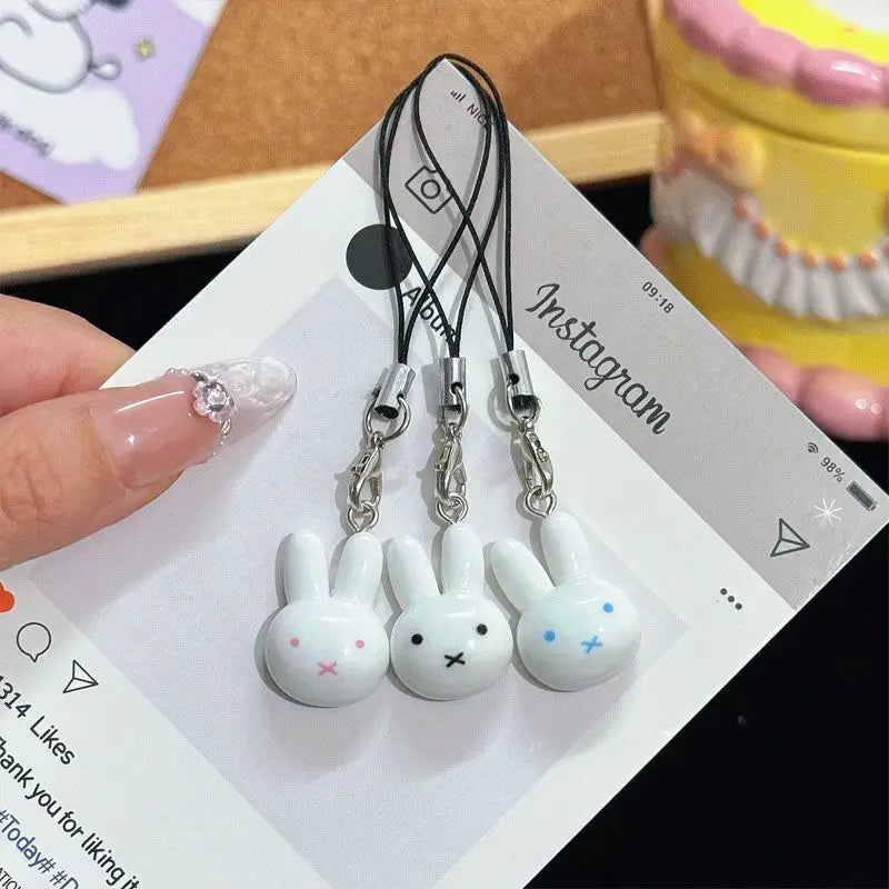 3PCS Miffy Cartoon Keychain Set - Cute Anime Character Pendant for Backpack, Phone Case & Couple Accessories
