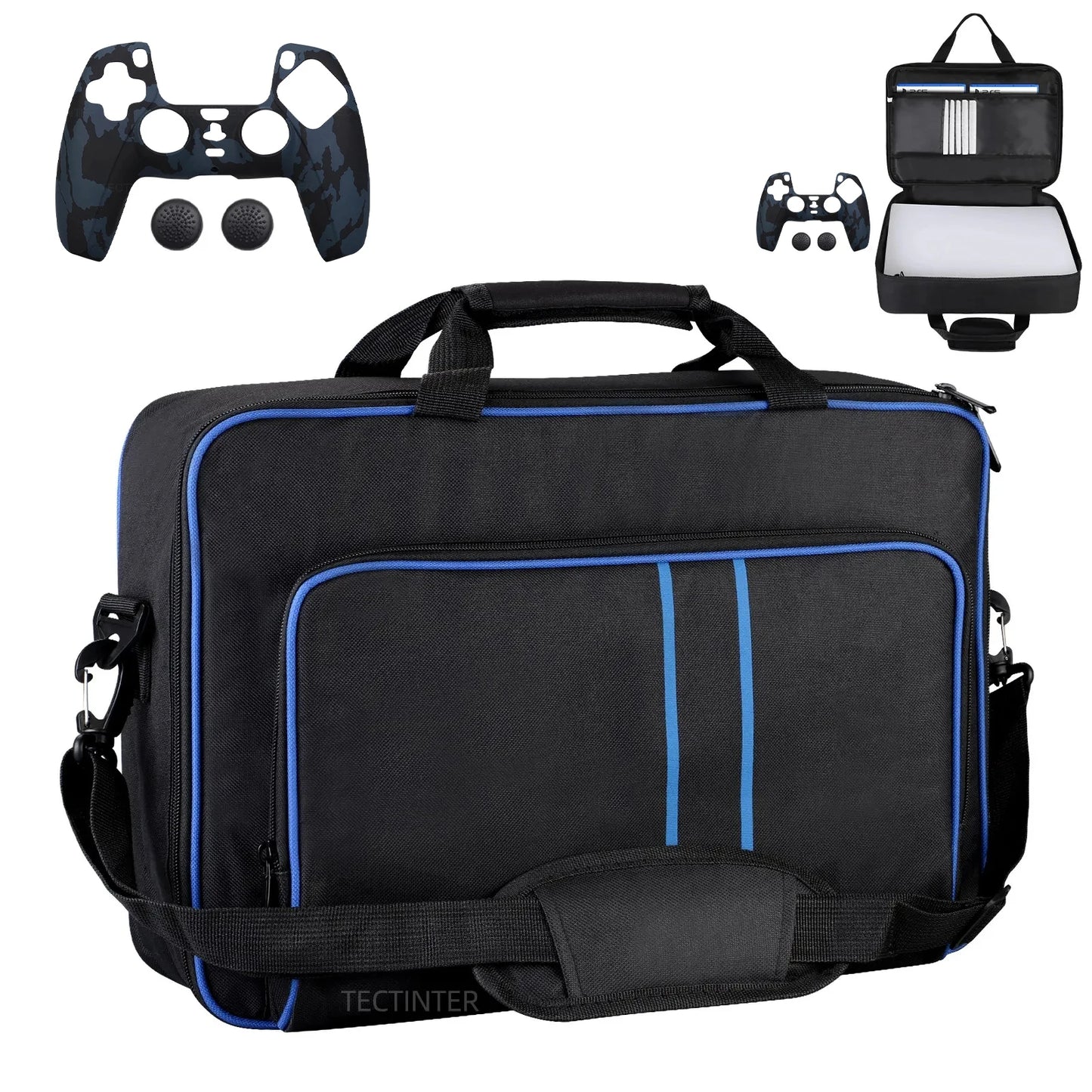 PS5 Travel Carrying Case - Protective Shoulder Storage Bag for Sony PlayStation 5, Large Canvas Handbag