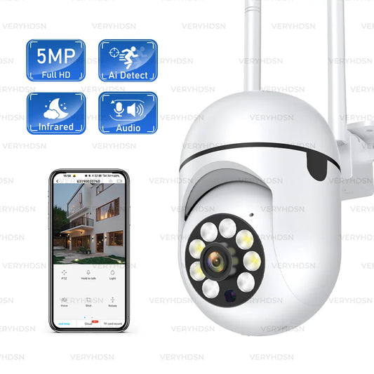 1080P IP WiFi Outdoor CCTV Camera, 4X Zoom, AI Human Detection, HD Color Night Vision, IP66 Waterproof