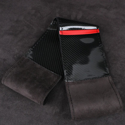 Dual-Tone Carbon Suede Steering Wheel Cover — Non-Slip, Soft Comfort, Universal Fit for Round & D-Type Wheels